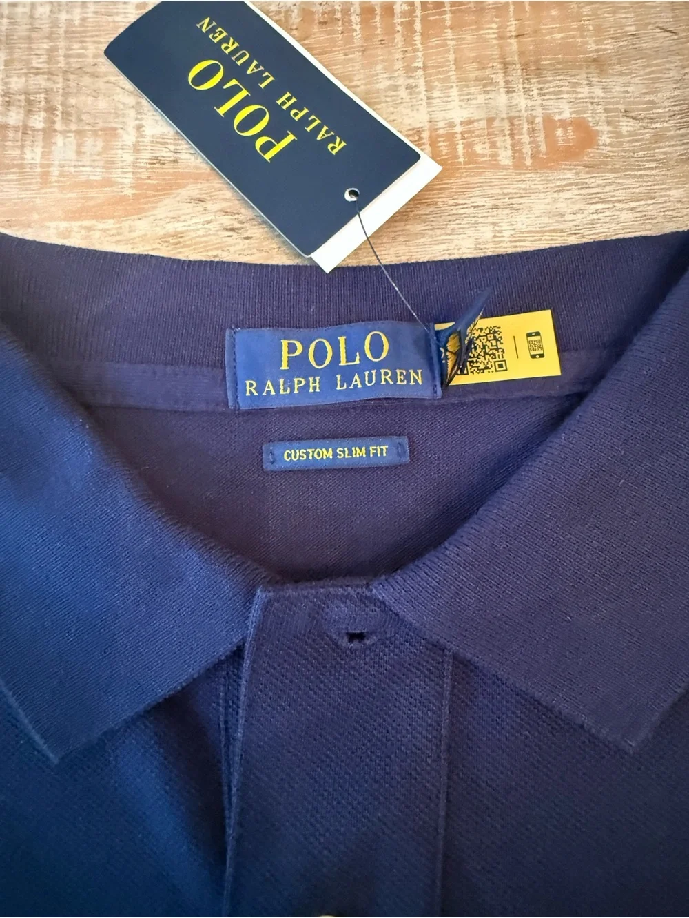 Ralph Lauren Navy Polo Shirt with Yellow Embroidered Pony & Polo patch
